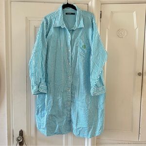 Ralph Lauren Blue Striped Button-Up Shirt Dress